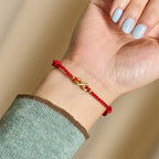 Fortune Jewel "May Endless Luck Find You" Infinity Charm Brass Red String Bracelet Includes Gift Message Card - Fortune Jewel