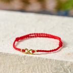 Fortune Jewel "May Endless Luck Find You" Infinity Charm Brass Red String Bracelet Includes Gift Message Card - Fortune Jewel