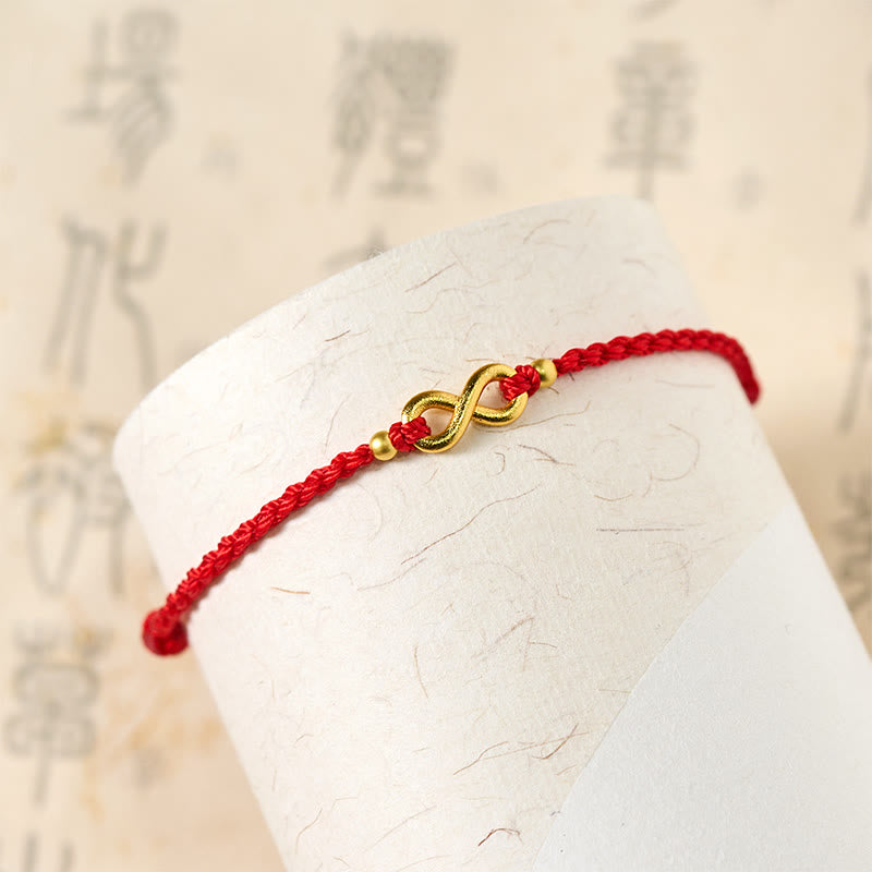 Fortune Jewel "May Endless Luck Find You" Infinity Charm Brass Red String Bracelet Includes Gift Message Card - Fortune Jewel