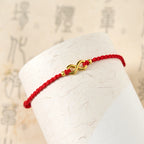 Fortune Jewel Infinity Charm Brass Red String Adjustable Protection Bracelet - Fortune Jewel