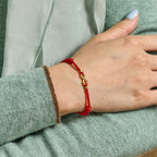 Fortune Jewel "May Endless Luck Find You" Infinity Charm Brass Red String Bracelet Includes Gift Message Card - Fortune Jewel