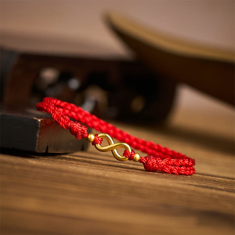 Fortune Jewel Infinity Charm Brass Red String Adjustable Protection Bracelet - Fortune Jewel