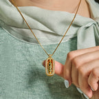 Fortune Jewel 24k Gold Plated Brass Nine-eye Dzi Bead Auspicious Pattern Wealth Pendant Necklace - Fortune Jewel