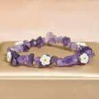 Fortune Jewel Irregular Crystal Flower Design Amethyst White Crystal Balance Bracelet - Fortune Jewel