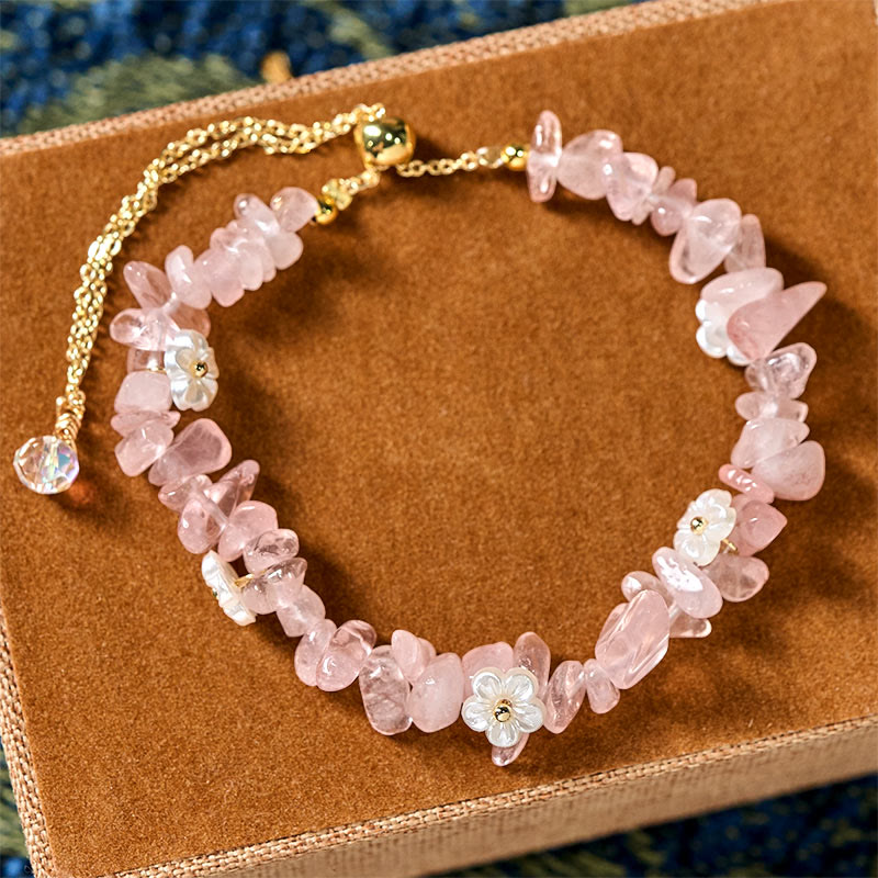 Fortune Jewel Irregular Crystal Flower Design Amethyst White Crystal Balance Bracelet - Fortune Jewel