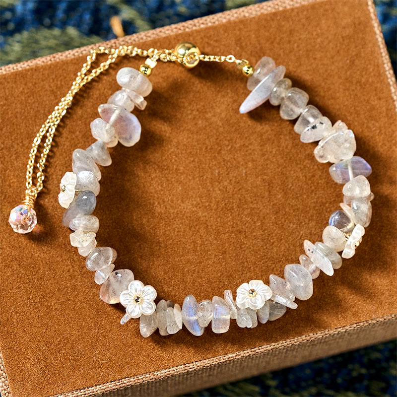 Fortune Jewel Irregular Crystal Flower Design Amethyst White Crystal Balance Bracelet - Fortune Jewel