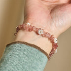 Fortune Jewel Irregular Crystal Flower Design Amethyst White Crystal Balance Bracelet - Fortune Jewel