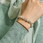Fortune Jewel Irregular Crystal Flower Design Amethyst White Crystal Balance Bracelet - Fortune Jewel