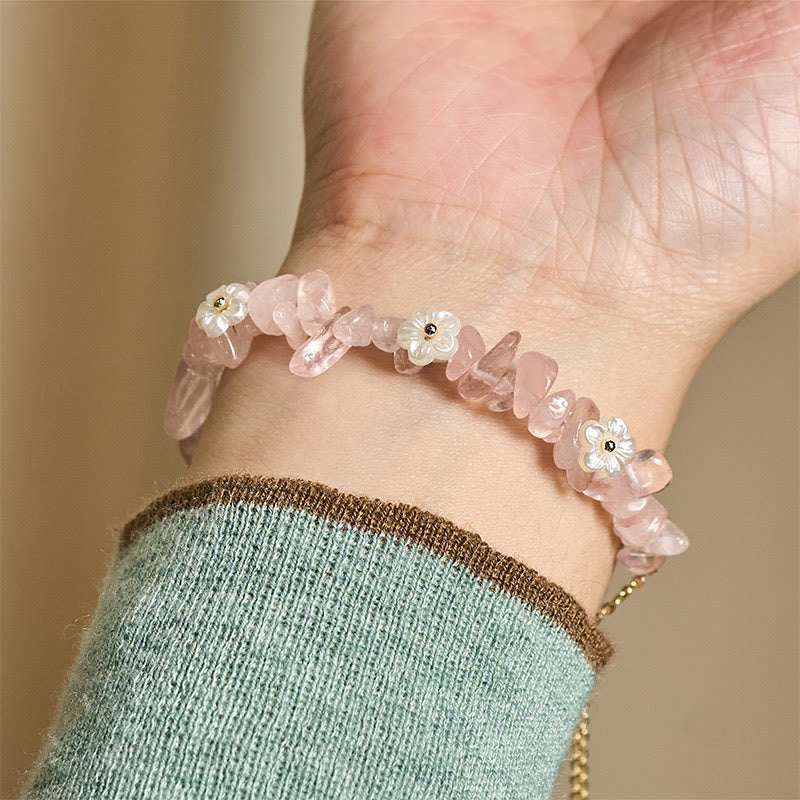 Fortune Jewel Irregular Crystal Flower Design Amethyst White Crystal Balance Bracelet - Fortune Jewel