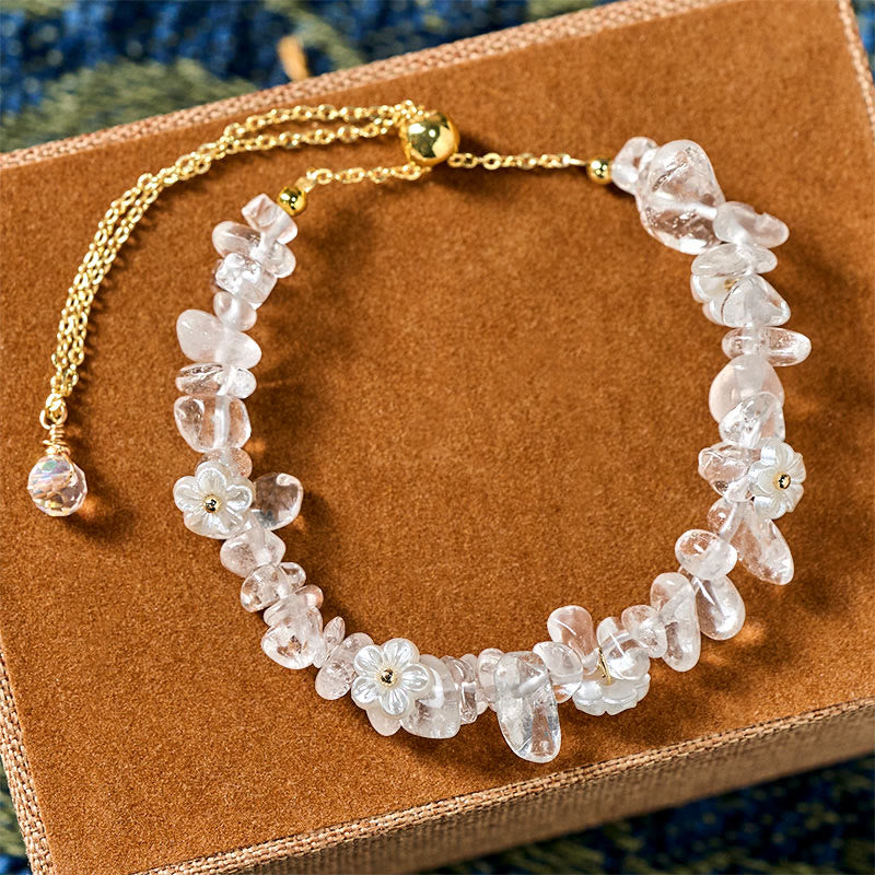 Fortune Jewel Irregular Crystal Flower Design Amethyst White Crystal Balance Bracelet - Fortune Jewel