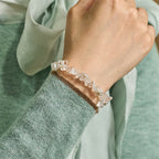 Fortune Jewel Irregular Crystal Flower Design Amethyst White Crystal Balance Bracelet - Fortune Jewel