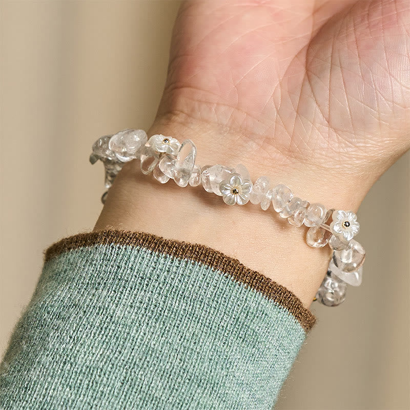 Fortune Jewel Irregular Crystal Flower Design Amethyst White Crystal Balance Bracelet - Fortune Jewel
