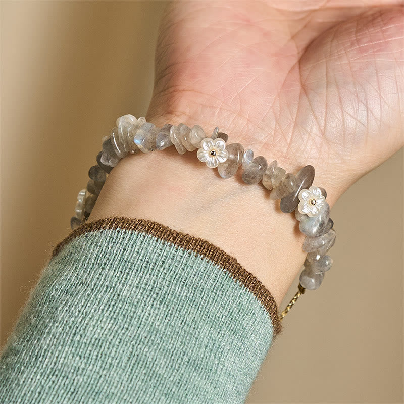 Fortune Jewel Irregular Crystal Flower Design Amethyst White Crystal Balance Bracelet - Fortune Jewel
