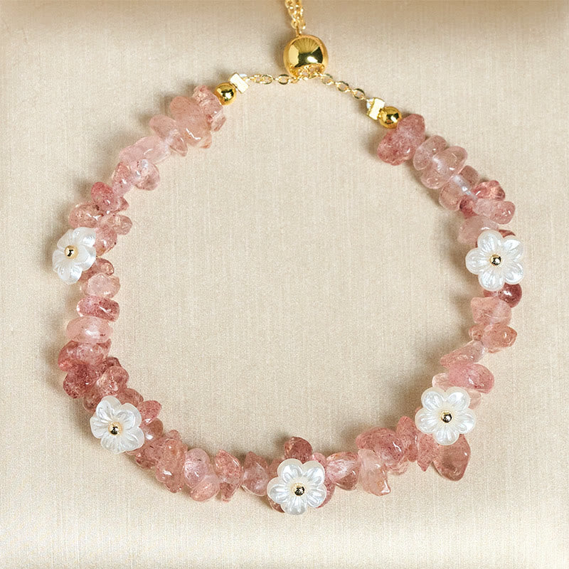 Fortune Jewel Irregular Crystal Flower Design Amethyst White Crystal Balance Bracelet - Fortune Jewel
