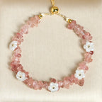 Fortune Jewel Irregular Crystal Flower Design Amethyst White Crystal Balance Bracelet - Fortune Jewel