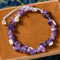 Fortune Jewel Irregular Crystal Flower Design Amethyst White Crystal Balance Bracelet - Fortune Jewel
