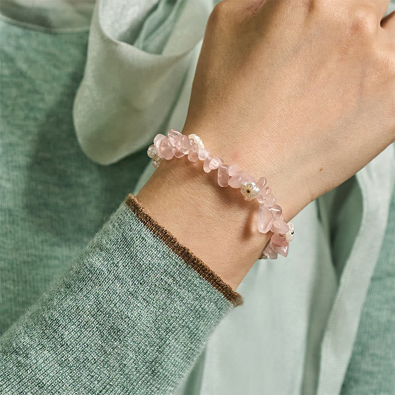 Fortune Jewel Irregular Crystal Flower Design Amethyst White Crystal Balance Bracelet - Fortune Jewel