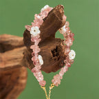 Fortune Jewel Irregular Crystal Flower Design Amethyst White Crystal Balance Bracelet - Fortune Jewel