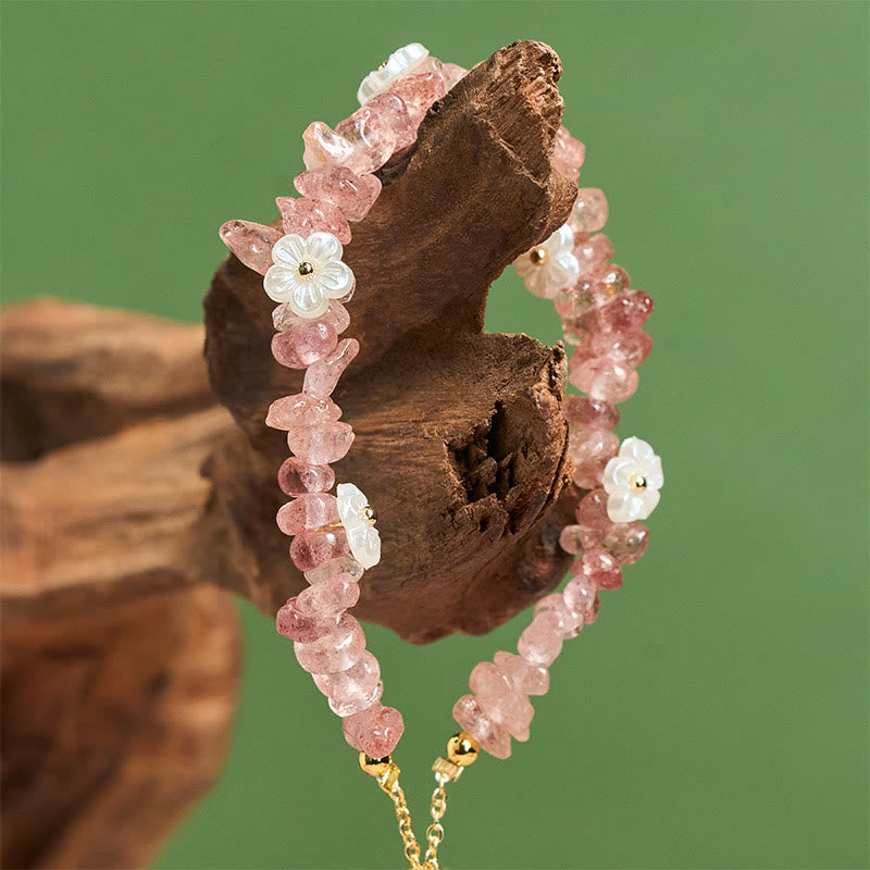 Fortune Jewel Irregular Crystal Flower Design Amethyst White Crystal Balance Bracelet - Fortune Jewel