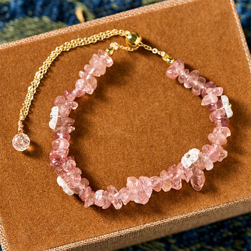 Fortune Jewel Irregular Crystal Flower Design Amethyst White Crystal Balance Bracelet - Fortune Jewel