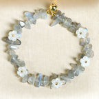 Fortune Jewel Irregular Crystal Flower Design Amethyst White Crystal Balance Bracelet - Fortune Jewel