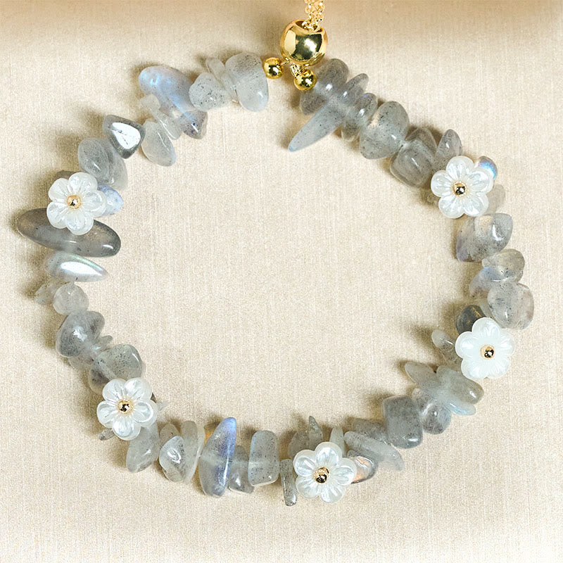 Fortune Jewel Irregular Crystal Flower Design Amethyst White Crystal Balance Bracelet - Fortune Jewel