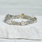 Fortune Jewel Irregular Crystal Flower Design Amethyst White Crystal Balance Bracelet - Fortune Jewel