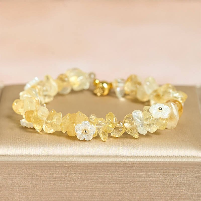 Fortune Jewel Irregular Crystal Flower Design Amethyst White Crystal Balance Bracelet - Fortune Jewel