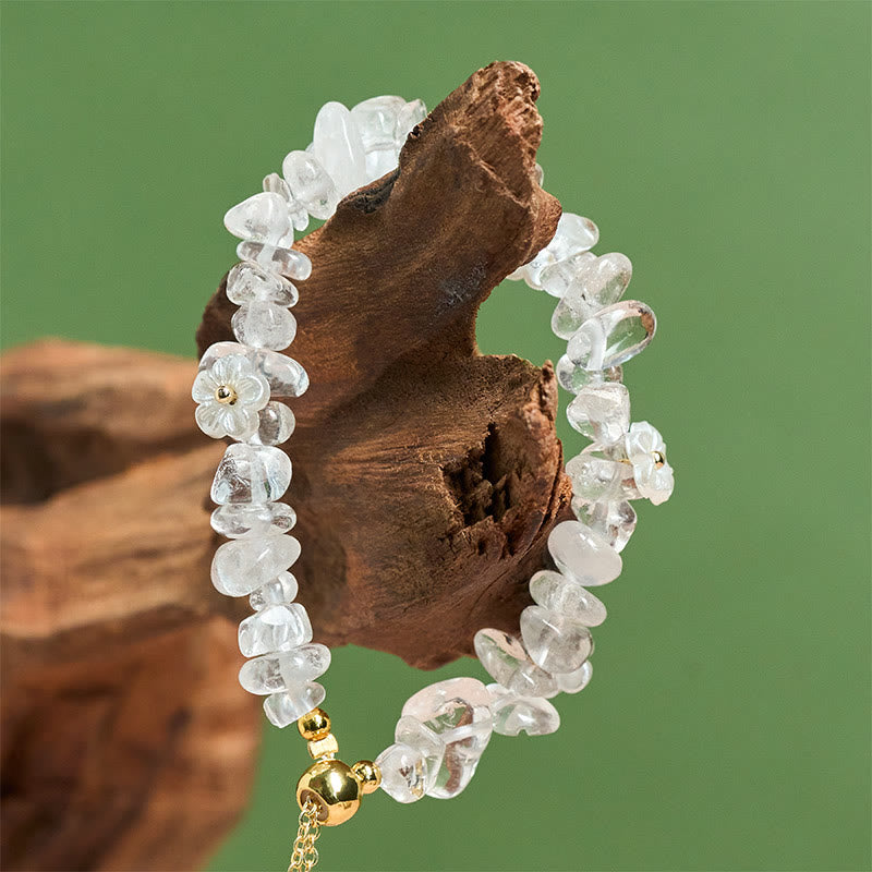 Fortune Jewel Irregular Crystal Flower Design Amethyst White Crystal Balance Bracelet - Fortune Jewel