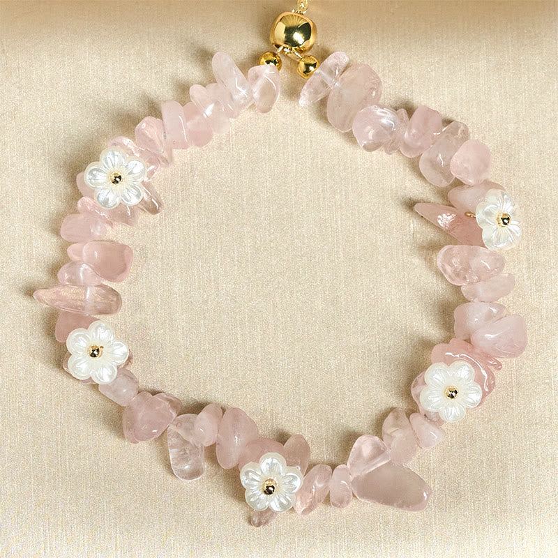 Fortune Jewel Irregular Crystal Flower Design Amethyst White Crystal Balance Bracelet - Fortune Jewel