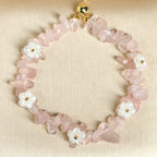 Fortune Jewel Irregular Crystal Flower Design Amethyst White Crystal Balance Bracelet - Fortune Jewel