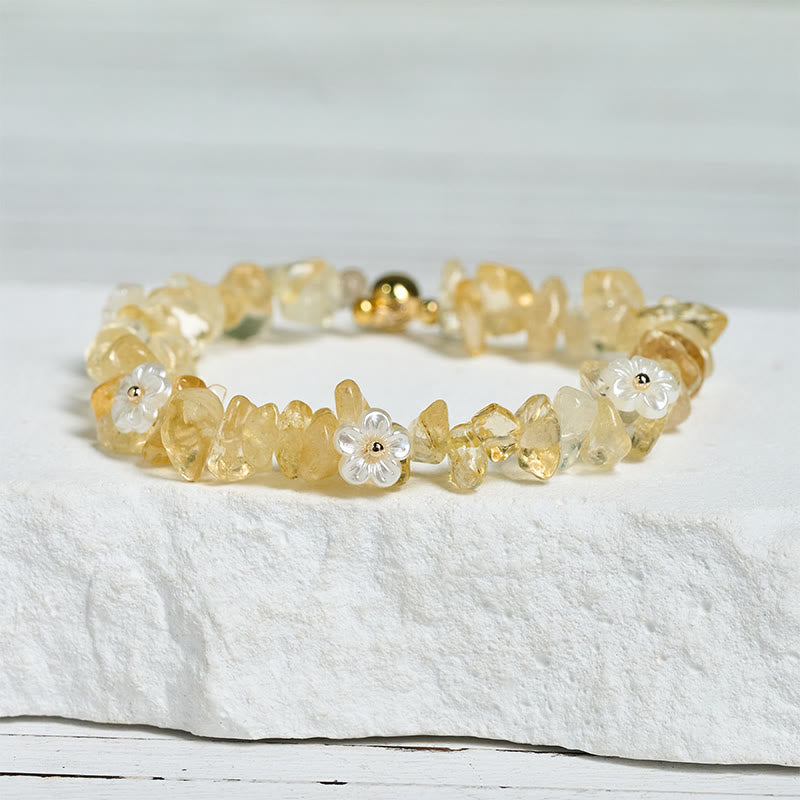 Fortune Jewel Irregular Crystal Flower Design Amethyst White Crystal Balance Bracelet - Fortune Jewel