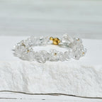 Fortune Jewel Irregular Crystal Flower Design Amethyst White Crystal Balance Bracelet - Fortune Jewel