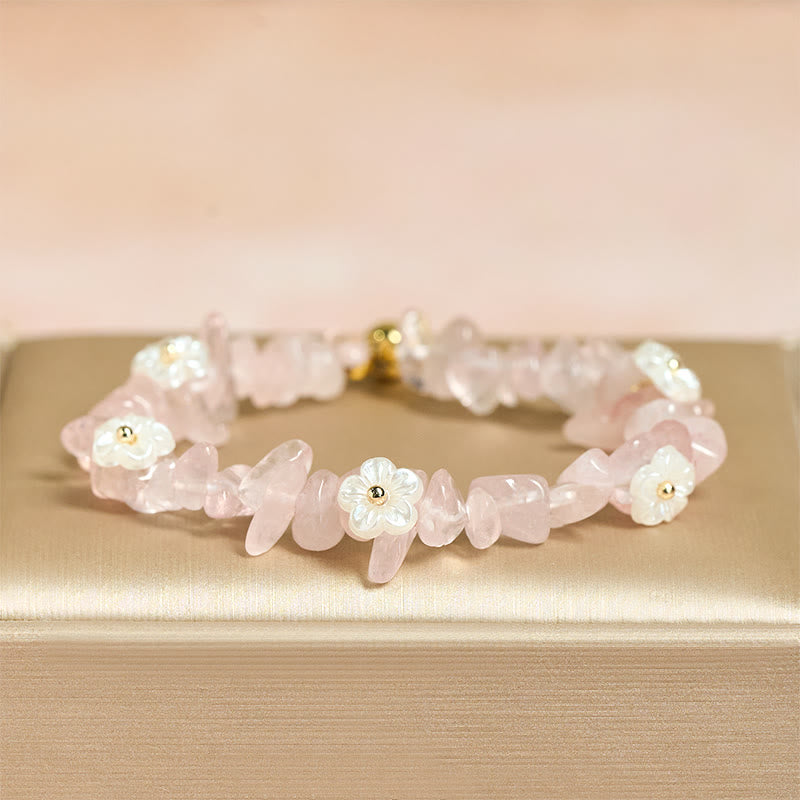 Fortune Jewel Irregular Crystal Flower Design Amethyst White Crystal Balance Bracelet - Fortune Jewel