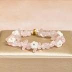 Fortune Jewel Irregular Crystal Flower Design Amethyst White Crystal Balance Bracelet - Fortune Jewel