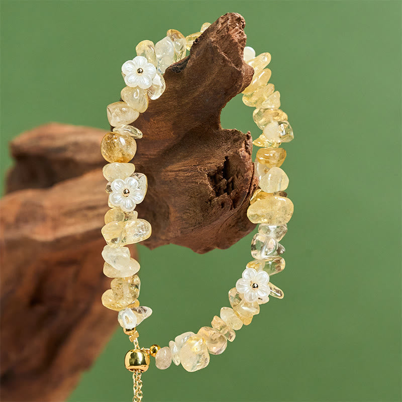 Fortune Jewel Irregular Crystal Flower Design Amethyst White Crystal Balance Bracelet - Fortune Jewel