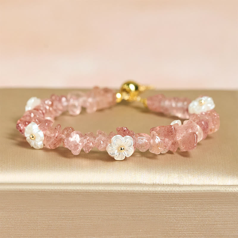 Fortune Jewel Irregular Crystal Flower Design Amethyst White Crystal Balance Bracelet - Fortune Jewel