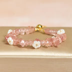 Fortune Jewel Irregular Crystal Flower Design Amethyst White Crystal Balance Bracelet - Fortune Jewel