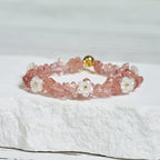 Fortune Jewel Irregular Crystal Flower Design Amethyst White Crystal Balance Bracelet - Fortune Jewel