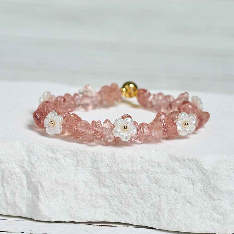 Fortune Jewel Irregular Crystal Flower Design Amethyst White Crystal Balance Bracelet - Fortune Jewel