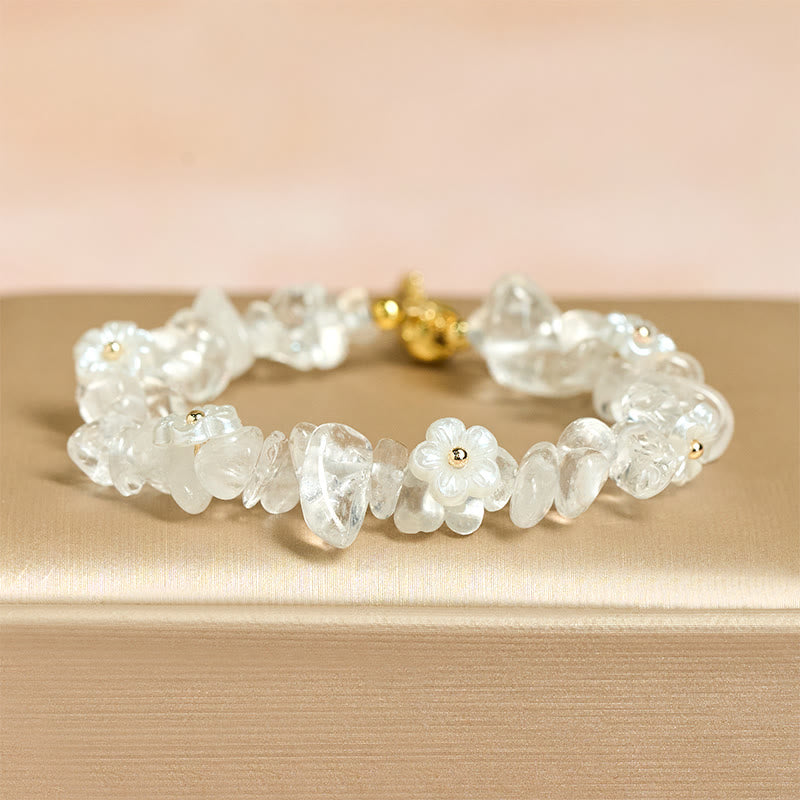 Fortune Jewel Irregular Crystal Flower Design Amethyst White Crystal Balance Bracelet - Fortune Jewel