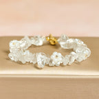 Fortune Jewel Irregular Crystal Flower Design Amethyst White Crystal Balance Bracelet - Fortune Jewel