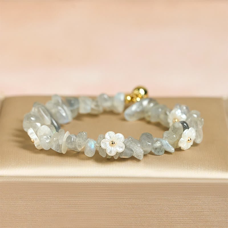 Fortune Jewel Irregular Crystal Flower Design Amethyst White Crystal Balance Bracelet - Fortune Jewel