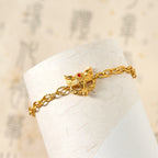 Fortune Jewel 24k Gold Plated Brass Fox Design Heart Charm Chain Bracelet - Fortune Jewel