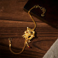 Fortune Jewel 24k Gold Plated Brass Fox Mask Charm Tassel Chain Bracelet - Fortune Jewel