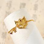Fortune Jewel 24k Gold Plated Brass Fox Mask Charm Tassel Chain Bracelet - Fortune Jewel