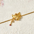Fortune Jewel 24k Gold Plated Brass Fox Mask Charm Tassel Chain Bracelet - Fortune Jewel
