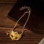 Fortune Jewel 24k Gold Plated Brass Fox Mask Charm Tassel Chain Bracelet - Fortune Jewel