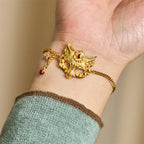 Fortune Jewel 24k Gold Plated Brass Fox Mask Charm Tassel Chain Bracelet - Fortune Jewel