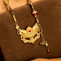 Buddha Stone 24k Gold Plated Brass Fox Design Tassel Pendant Necklace - Fortune Jewel